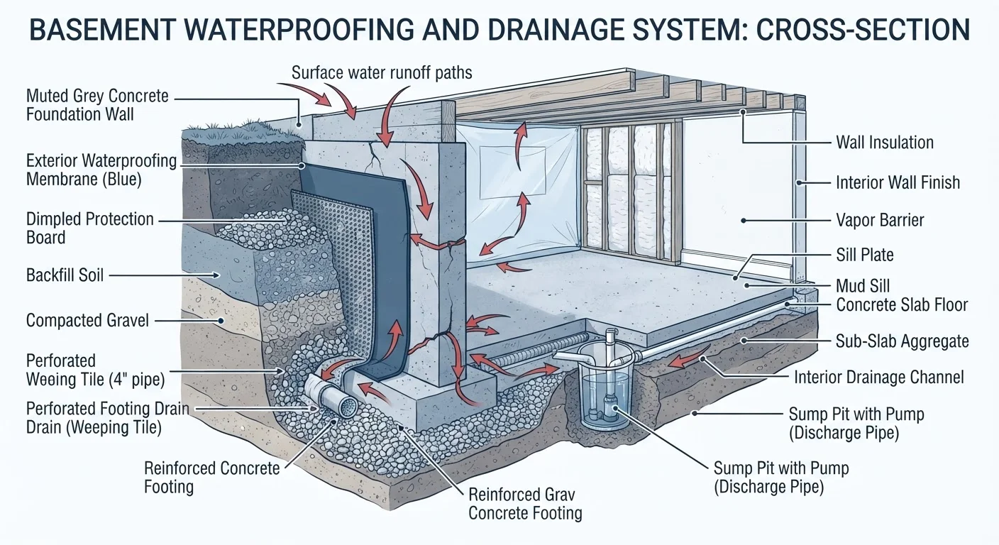 Basement Waterproofing Methods: Interior, Exterior, and Drainage Systems Explained